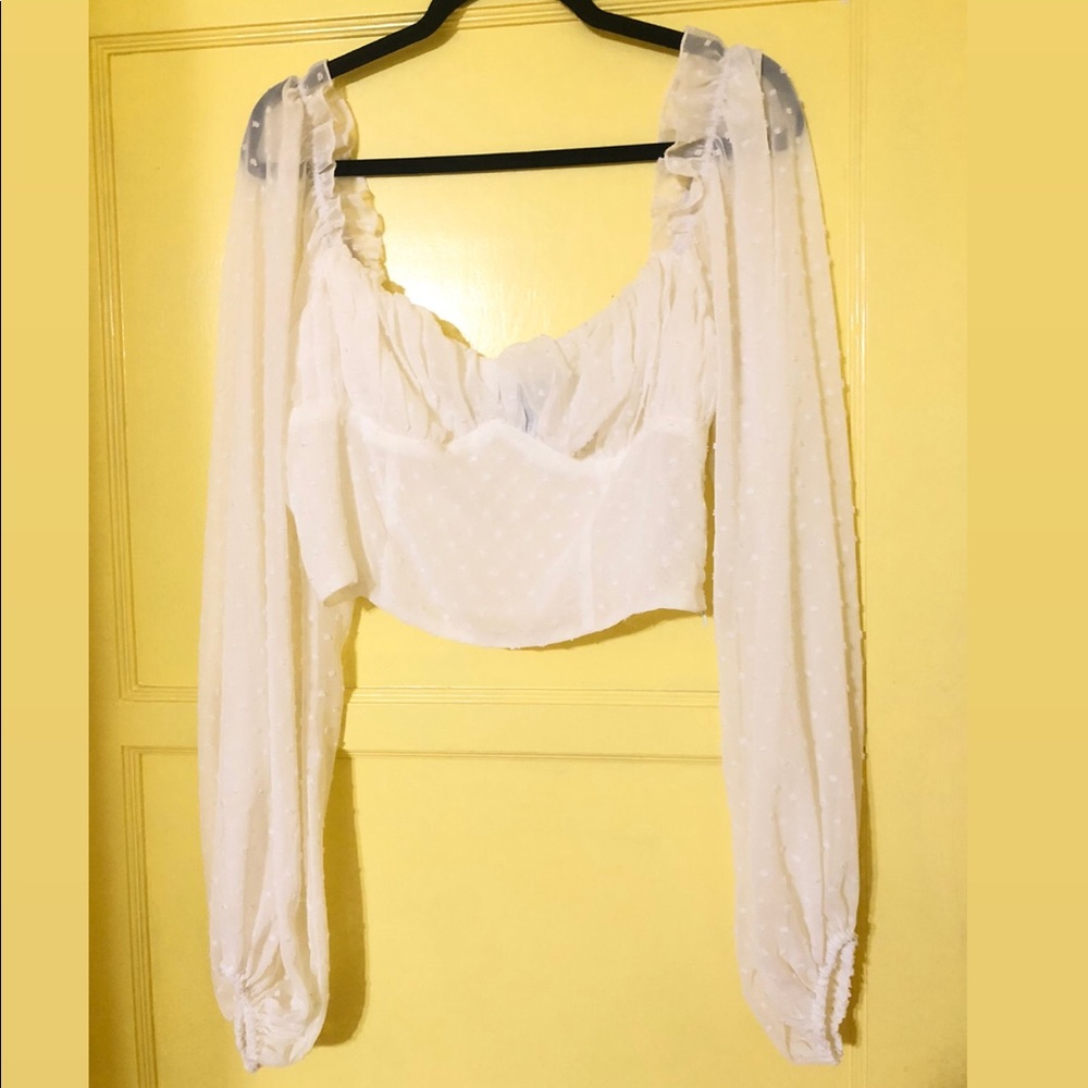 White Blouse Crop Top